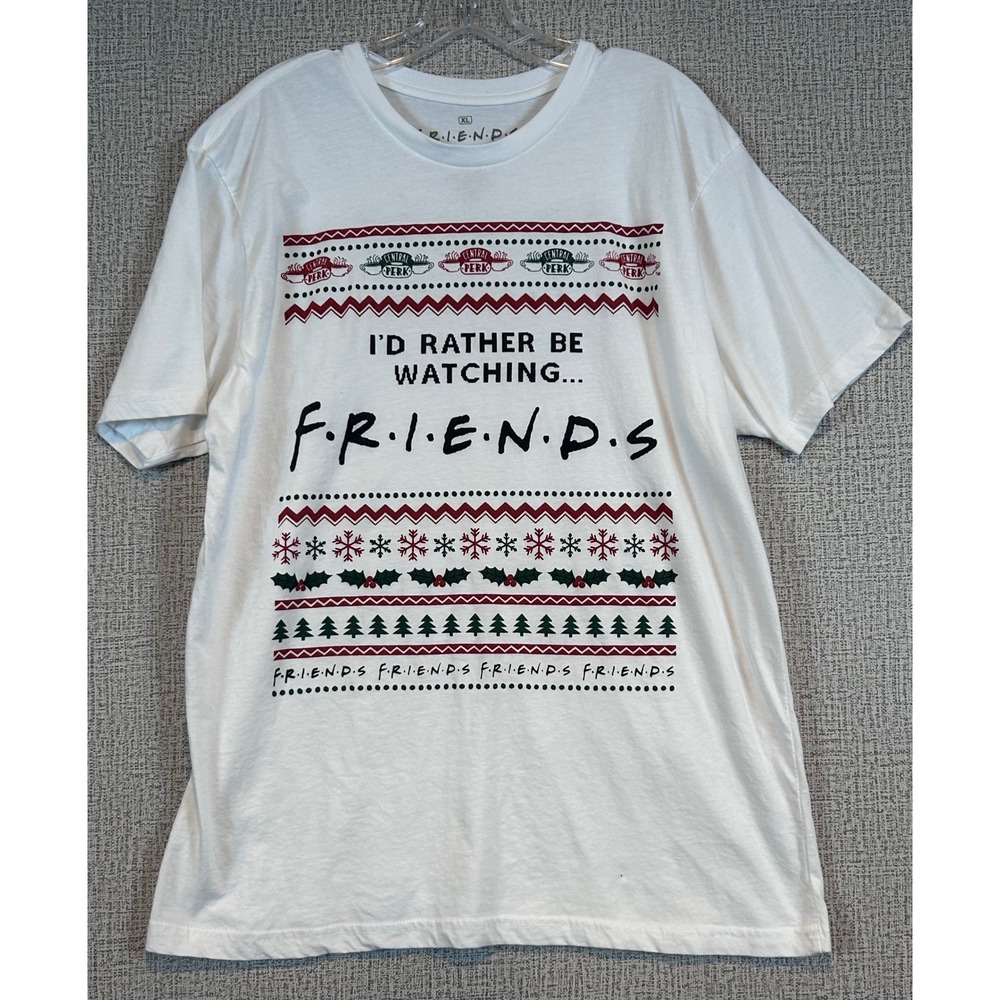 Friends TV Show Holiday Graphic‎ T-Shirt White XL Central Perk Ugly Christmas